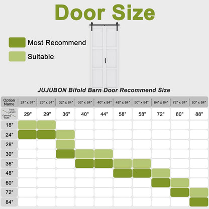 Bifold Barn Door with Sliding Track & Hardware Kit, No Assembly Required, 3 Panels Paintable Bi-Fold Sliding Barn Doors for Closet, Pre-Drilled Holes, White