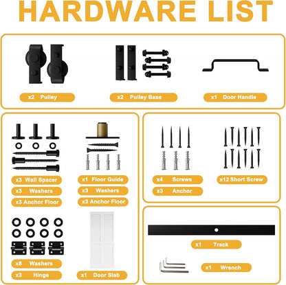 Louvered Closet Bifold Barn Door with Hardware Kit & Handle, Solid Core MDF Wood & PVC Covered, Finished, White