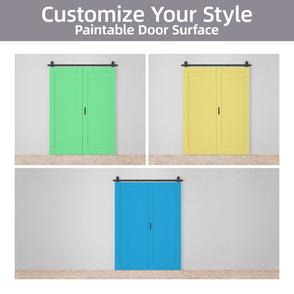 Paintable Bifold Barn Door, 1 Panel Barn Door Bifold Closet Doors with Hardware Kit Included, Water-Resistant Pre-Assembled MDF Panels, Smooth Sliding Easy Install