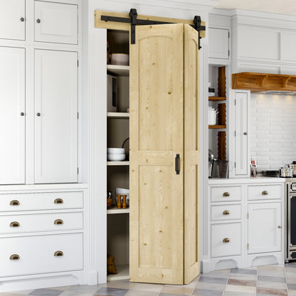 Bifold Barn Door , Pre-Assembled Unfinished Pine Wood Panels, Bi-Fold Sliding Closet Doors with Header Board & Hardware Kit Included, Water-Resistant Pine Surface, H-Frame