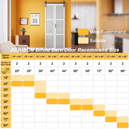 K Panel Closet Bifold Barn Door with Hardware Kit & Handle, Solid Core MDF Wood & Prefinished & Paintable Surface, White