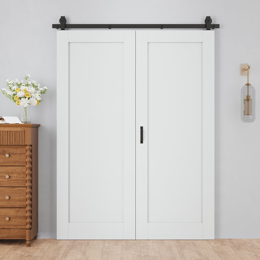 Paintable Bifold Barn Door, 1 Panel Barn Door Bifold Closet Doors with Hardware Kit Included, Water-Resistant Pre-Assembled MDF Panels, Smooth Sliding Easy Install