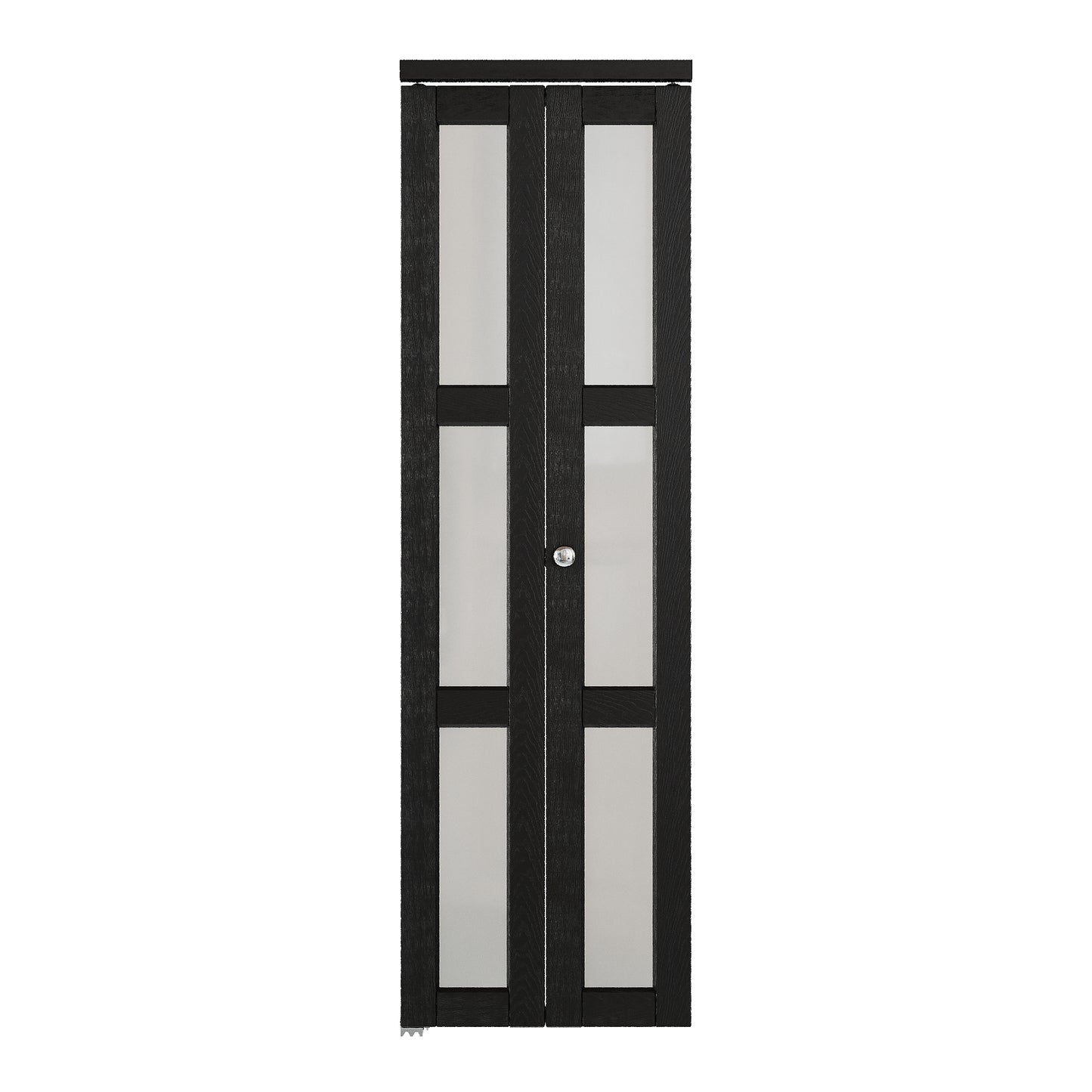 JUJUBON Bifold Doors,3-Lite Black Tempered Frosted Glass Bifold Closet Door with Sliding Hardware Kit, Interior Bi Fold Doors for Pantry, Solid Build Quality & Easy Install