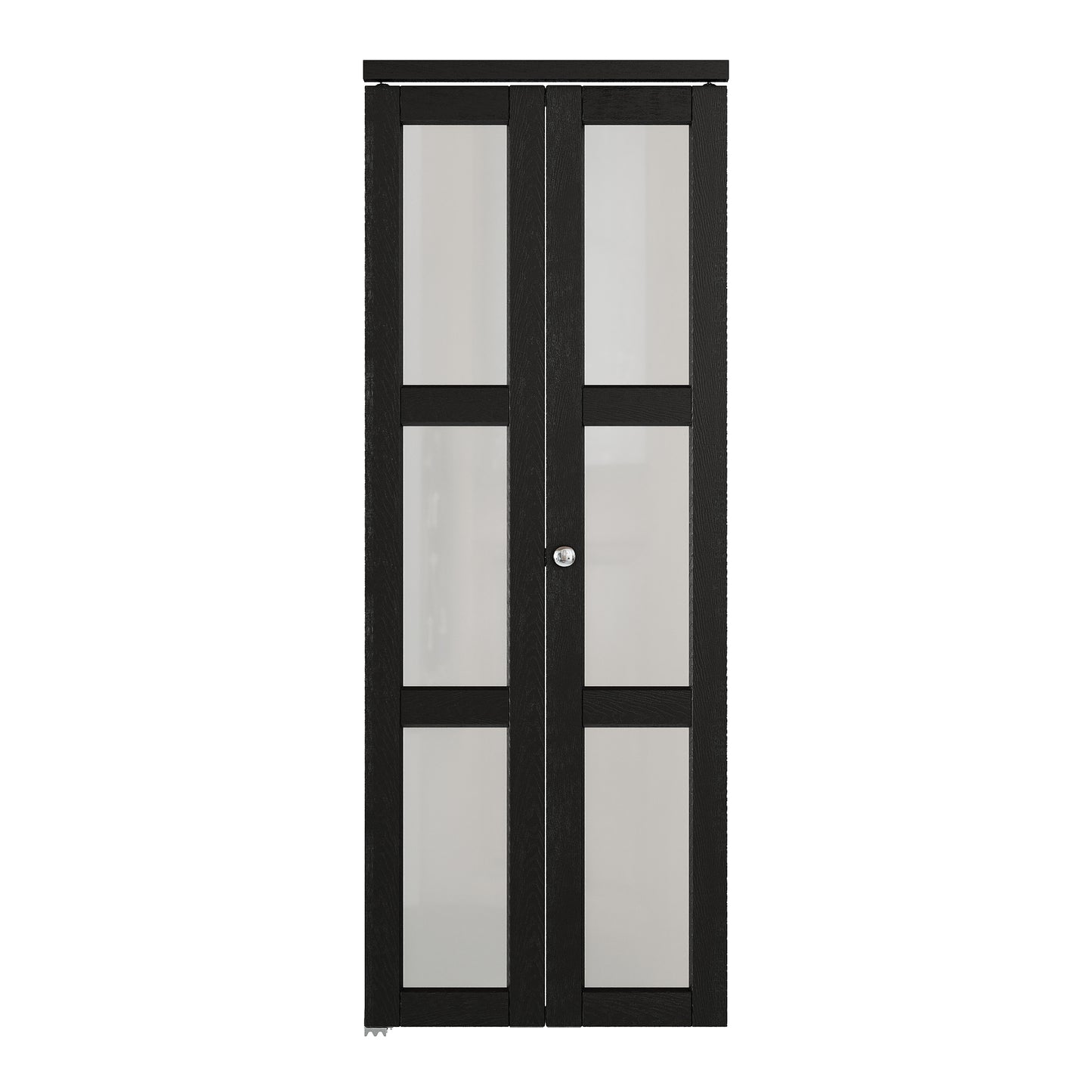 JUJUBON Bifold Doors,3-Lite Black Tempered Frosted Glass Bifold Closet Door with Sliding Hardware Kit, Interior Bi Fold Doors for Pantry, Solid Build Quality & Easy Install