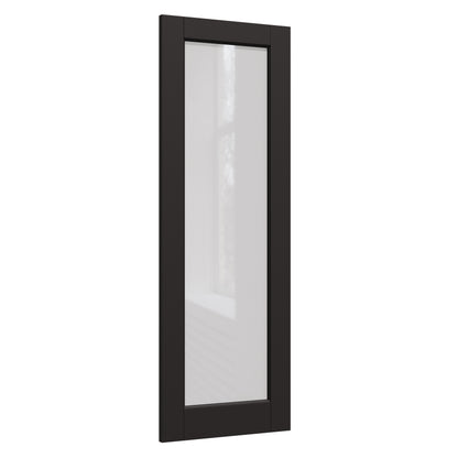 JUJUBON Slab Door, 1-Panel Black Pre-Assembled Frosted Glass Interior French Door Slab, Soild Core & Pre-Finished Single Panel for Pantry Bedroom Closet as Pocket, Bifold, Barn Doors-Shaker w/o Hardware