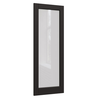 JUJUBON Slab Door, 1-Panel Black Pre-Assembled Frosted Glass Interior French Door Slab, Soild Core & Pre-Finished Single Panel for Pantry Bedroom Closet as Pocket, Bifold, Barn Doors-Shaker w/o Hardware