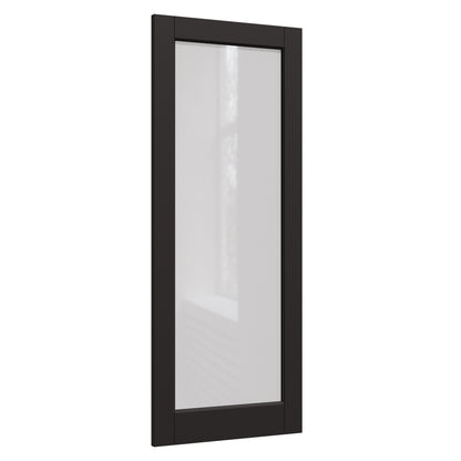 JUJUBON Slab Door, 1-Panel Black Pre-Assembled Frosted Glass Interior French Door Slab, Soild Core & Pre-Finished Single Panel for Pantry Bedroom Closet as Pocket, Bifold, Barn Doors-Shaker w/o Hardware