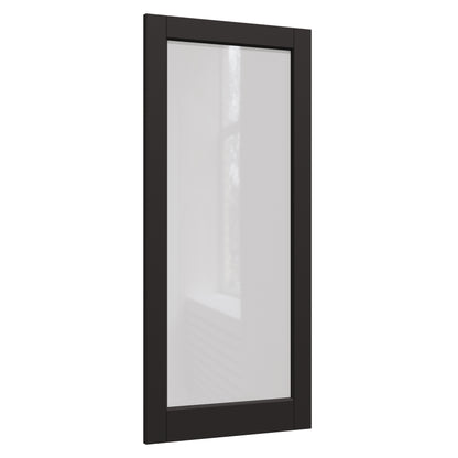JUJUBON Slab Door, 1-Panel Black Pre-Assembled Frosted Glass Interior French Door Slab, Soild Core & Pre-Finished Single Panel for Pantry Bedroom Closet as Pocket, Bifold, Barn Doors-Shaker w/o Hardware