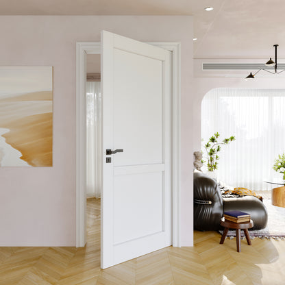 JUJUBON Slab Door, 2-Panel Pre-assembled Solid Core Interior French Door, Pre-Finished Paintable Single Panel for Utility Room Pantry Closet as Prehung, Pocket, Bifold Barn Doors-Shaker w/o Hardware