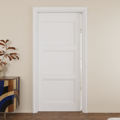 JUJUBON Slab Door, 3-Panel Molded Pre-assembled Solid Core Interior French Door, Pre-Finished Paintable Single Panel for Utility Room Pantry Closet as Prehung, Pocket, Bifold Barn Doors-Shaker w/o Hardware