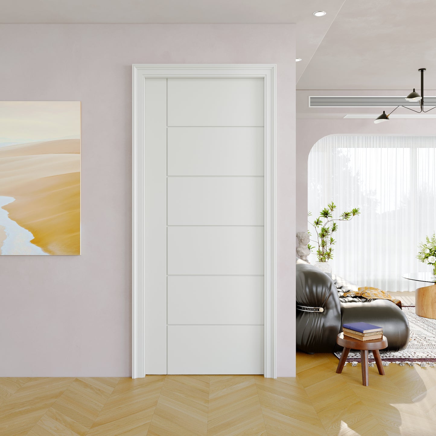 JUJUBON Slab Door, 6-Lite Modern Molded Pre-assembled Solid Core Interior French Door, Pre-Finished Paintable Single Panel for Utility Room Pantry Closet as Prehung, Pocket, Bifold Barn Doors-Shaker w/o Hardware