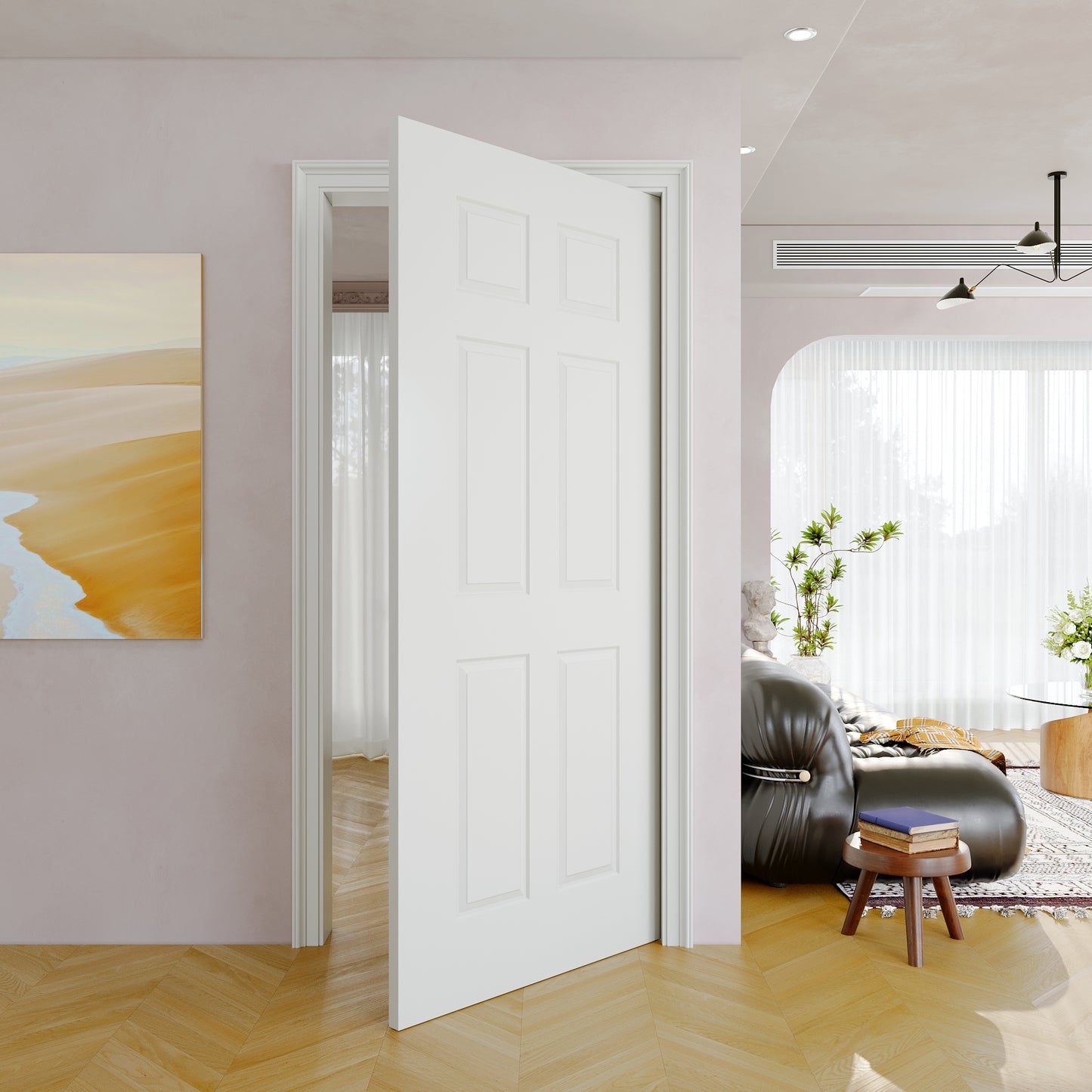 JUJUBON Slab Door, T Shape Molded Pre-assembled Solid Core Interior French Door, Pre-Finished Paintable Single Panel for Utility Room Pantry Closet as Prehung, Pocket, Bifold Barn Doors-Shaker w/o Hardware