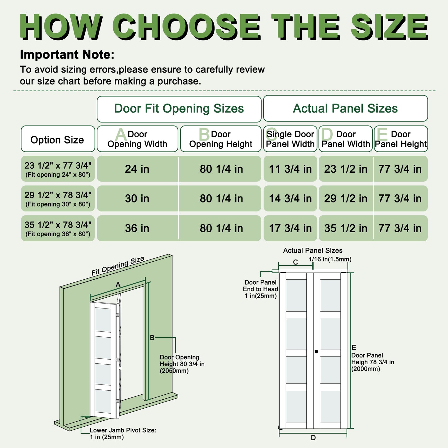 JUJUBON Louvre Bi-Fold Doors for Opening, Solid MDF Panel Closet Door Hardware Kit Included, Interior Folding Door Pre-Drilled Holes Easy Assembly